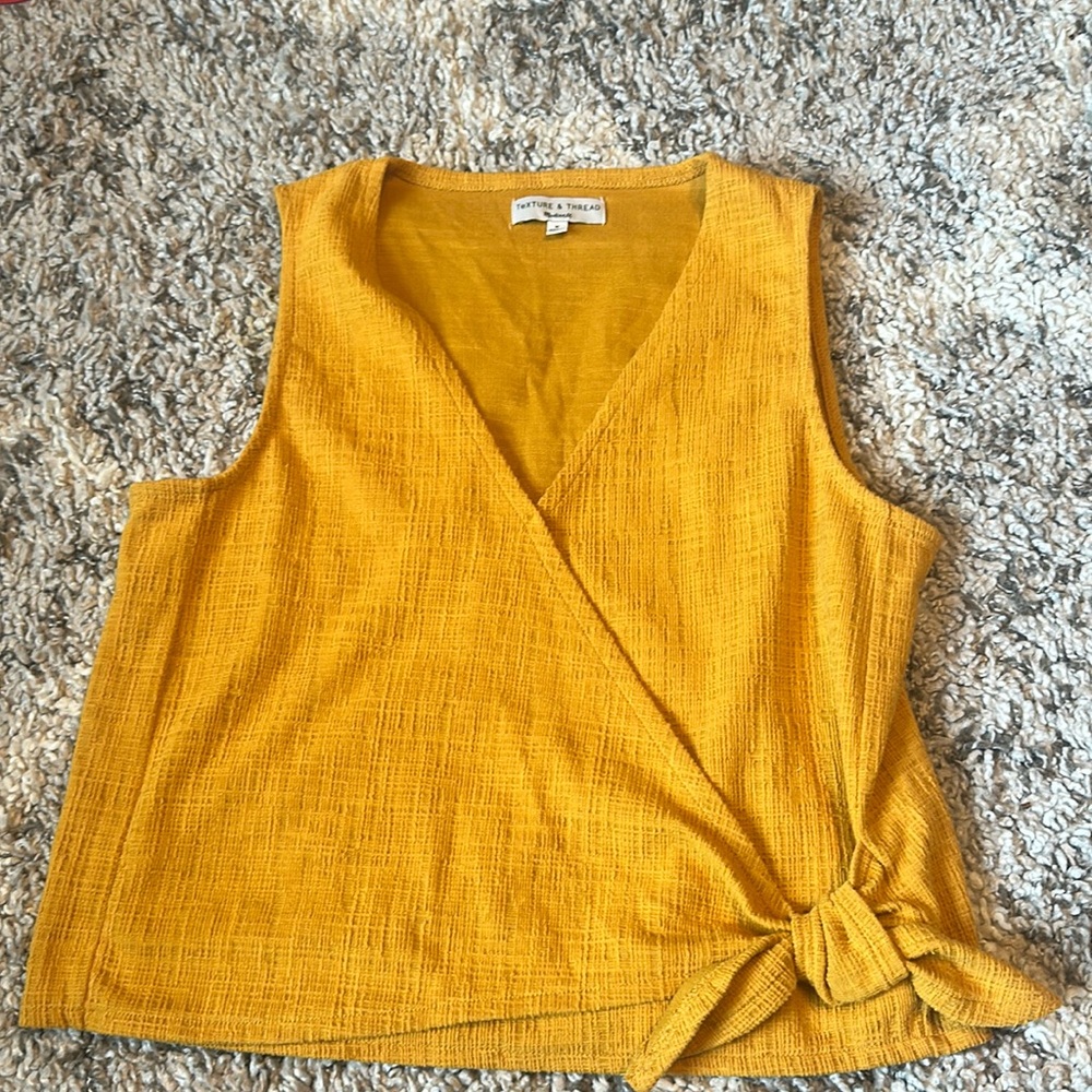 Madewell Texture + Thread Yellow Wrap Top (Med)